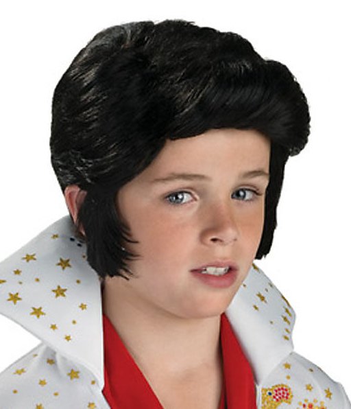 ELVIS CHILD COSTUME WIG Black Pompadour Presley Kids King Rock LICENSED
