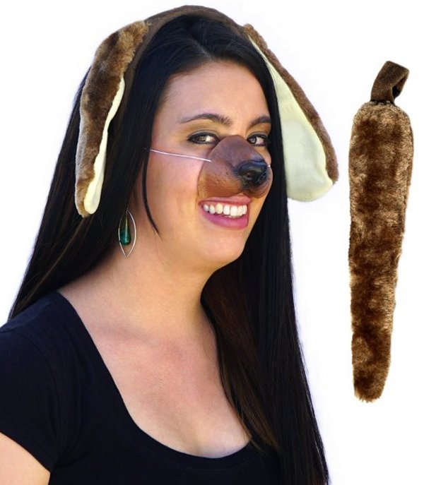 Dog Ears Tail Nose Costume Accessories Kit Set Adult Child Kid Puppy