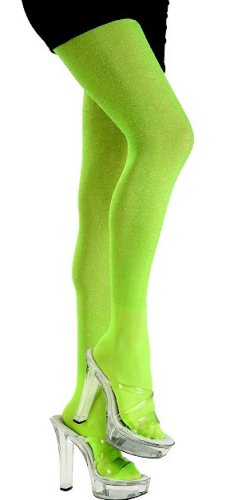 LIME GREEN GLITTER TIGHTS Women Stockings Adult Panty